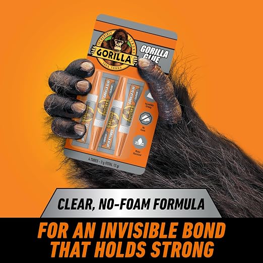 Gorilla Clear Glue, All Purpose, Polyurethane, Four 3 g Tubes