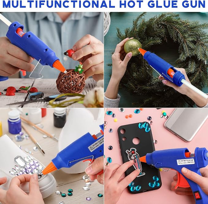 Zhengmy 12 Pcs Mini Hot Glue Guns 20W Low Temp Burn Protection,Blue