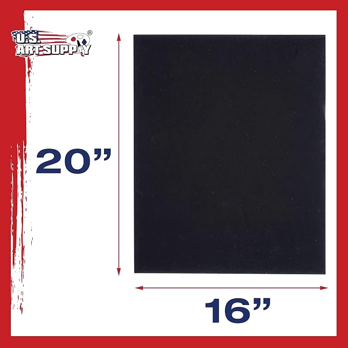 U.S. Art Supply 16 X 20 Inch Black Art Canvas Board Panels 6 Pack - 8 Ounce