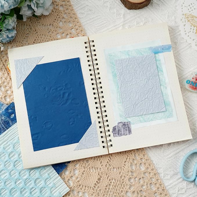 50 Sheets A5 Blue Multi Texture Junk Journal Scrapbook Decorative Paper