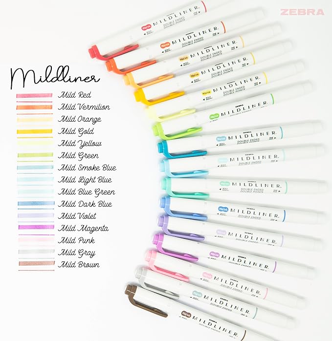 Zebra Pen MILDLINER Highlighter, Assorted, Dual Tip, Pk of 6, 90 Count Ttl