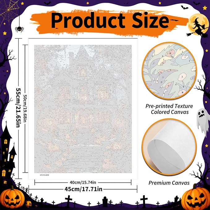 SUJINMEI Halloween Paint by Numbers Kit for Adults Without Frame 16X20 inch | Haunted House Adult Paint by Number Kits on Canvas, Halloween Paint by Numbers for Adults, Acrylic Paints for Home Wall Decor