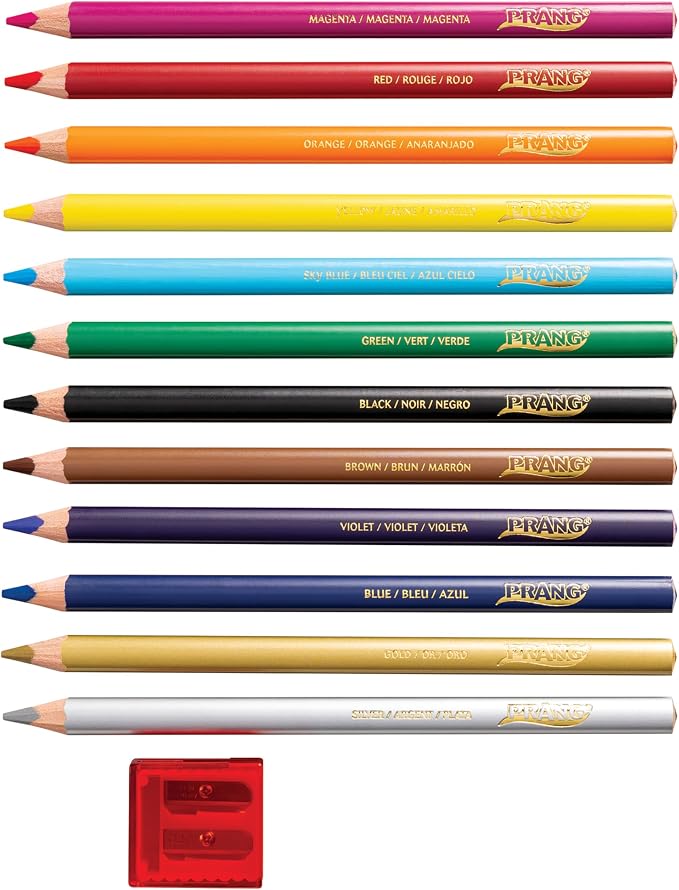 Prang Triangular Colored Pencils With Sharpener, Assorted Colors
