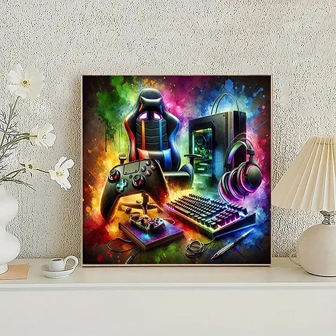 NZNANCHU DIY Paint by Numbers for Adults,Painting by Number Kits on Canvas,Color by Numbers for Beginner,Gifts Decor for Home Wall Room (Esports)
