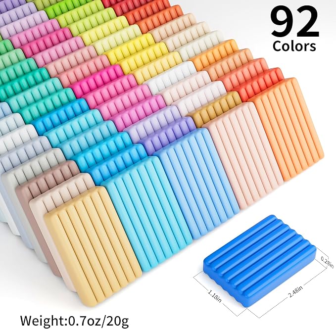 Aestd-ST Polymer Clay 92 Colors, Oven Bake Modeling Clay for Kids & Artists | Easy to Shape, Non-Sticky, Colorful, Portable Storage Box, 20 Sculpting Tools, Accessories, DIY Starter Kit for Kids & Adults