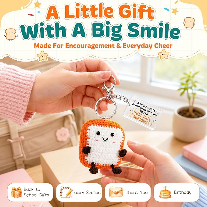 OASSIE Back to School Gifts for Students - Positive Crochet Keychain