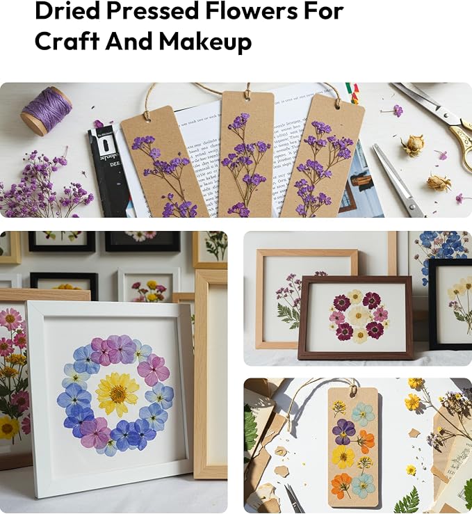Dried Flowers, Resiners 100Pcs Pressed Flowers for Craft Purple Real Natural Dried Flowers Dry Leaves Kit for DIY Making Crafts Resin Soap Candle Scrapbook Supplies Card Making Jewelry