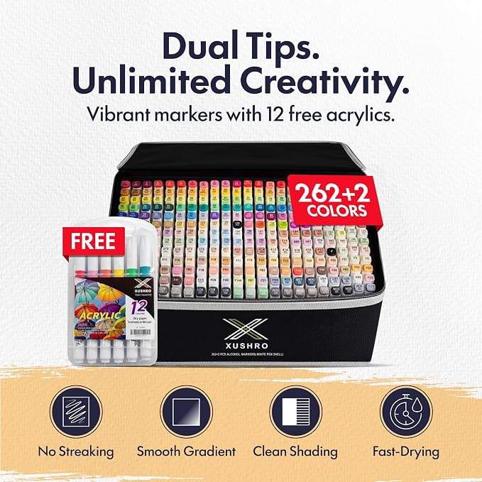 Dual Tip Alcohol Markers Set, Coloring Books & Drawing Stuff - White