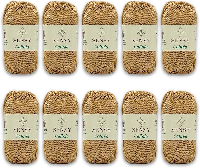 S Sensy Calinia-Mercerized Giza Cotton #2 Fine Yarn 10 Pack Latte 131 Yards