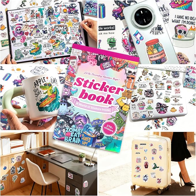 270+ PCS Holographic Funny Stickers for Adults, Waterproof Vinyl Sarcastic Meme Decals for Laptop, Water Bottle, Phone, Kindle, Journal, Scrapbook, Bumper, Skateboard, Luggage, No Repeats Accessories