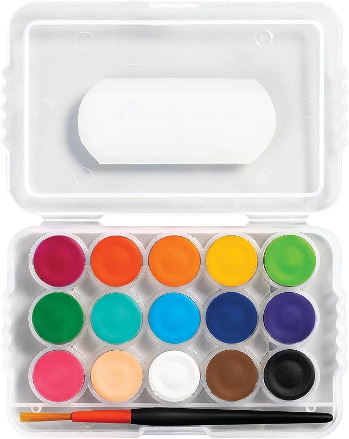 Prang Mini Watercolor Paint Set, 15 Assorted Colors, 1 Count | Perfect for painting, art lessons, crafts and creative projects