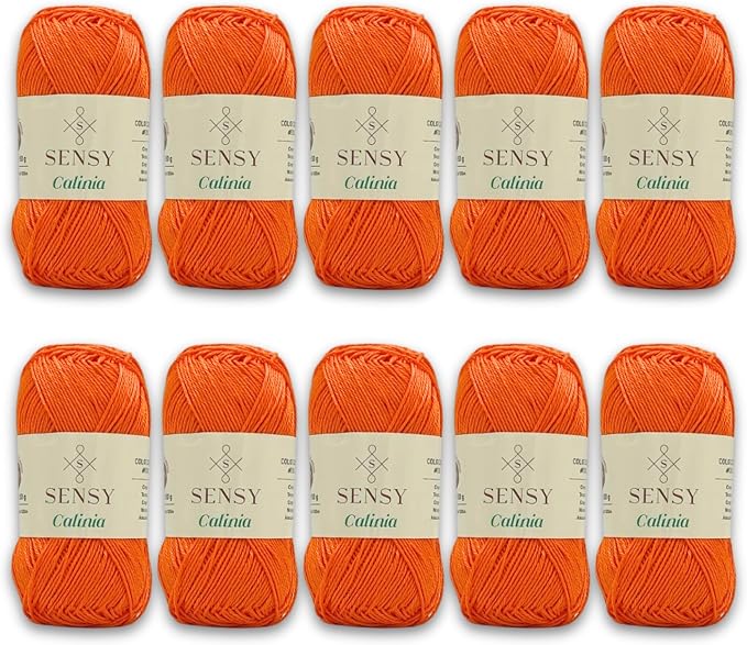 S Sensy Calinia-Mercerized Giza Cotton #2 Fine Yarn 10 Pack Orange 131yds