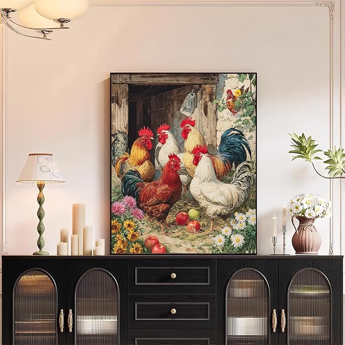XTCIXAL Paint by Numbers Kit for Adults, Chicken, 16X20 Inch | DIY Paint by Number for Adults Beginner, High-Definition Color Canvas, Stress Relief, Home Wall Decor, Gifts, Unframed