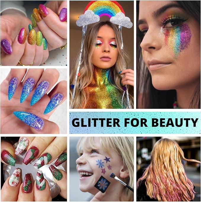 HTVRONT Silver Glitter for Crafts and Arts- 1.7oz/50g Fine Glitter Flakes | Craft Glitter for Resin, Jewelry, Keychains, Candle Making, Paint, Slime Add Ins, Cosmetic Glitter for Nail Face