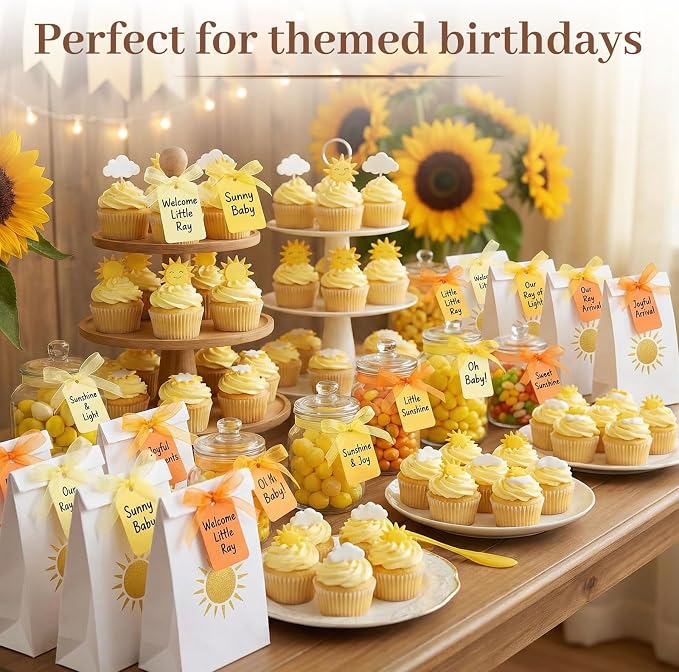 SallyFashion 100PCS Yellow Orange Gift Tags with Organza Ribbons | Four Gradient Colors and Three Matching Ribbon Rolls Suit Fall Gifts and Themed Parties