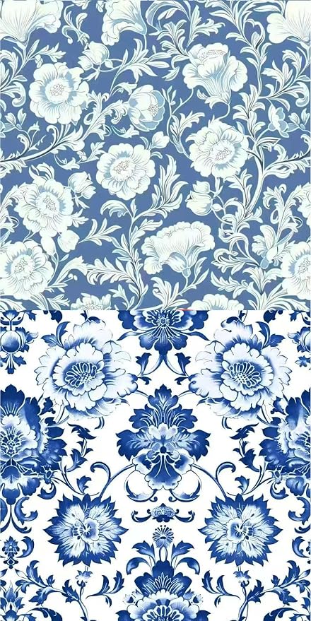 5"x5"50pcs Cotton Fabric Squares for Sewing Quilting Supplies-Blue Floral