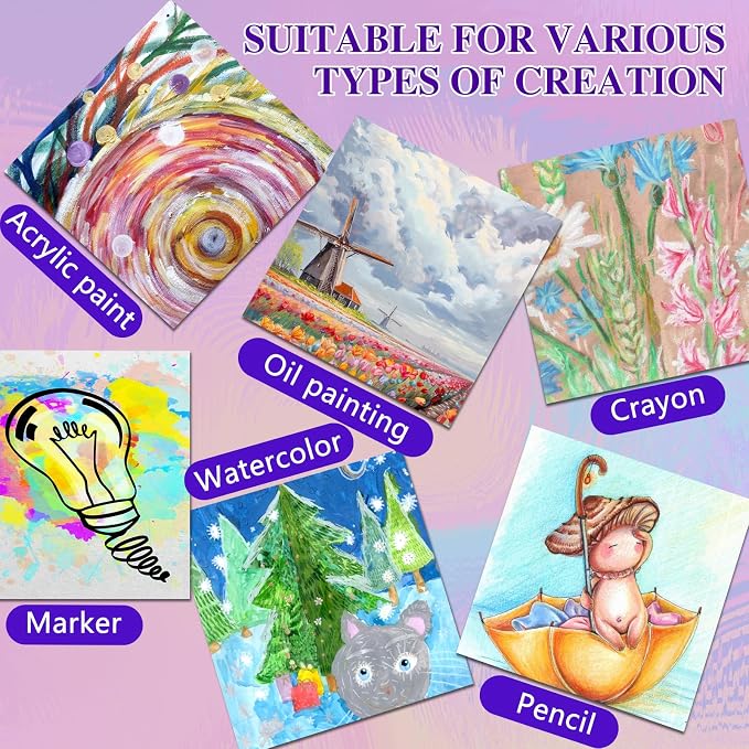 ESRICH 4 Pack Mini Canvases for Painting 5x5In, 5/8''Profile Small Square Canvases, Primed Cotton Small Stretched Canvas for Kids' Painting Supplies Such as Painting Parties,School&Home Decor Projects