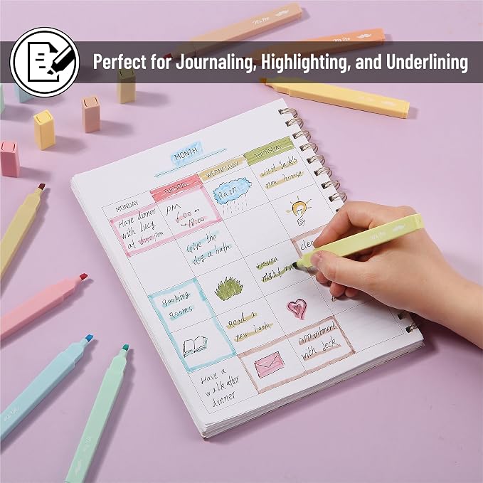 Mr. Pen- Aesthetic Highlighters No Bleed, 8 Pack, Assorted Colors | Chisel Tip, Cute Highlighters Assorted Colors for Journaling, Highlighting, Underlining, Fast Dry, Back to School Supplies