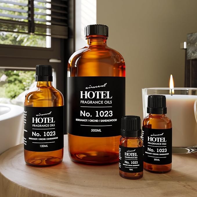 AirScent Hotel Diffuser Oil No. 1023 - Baccarat Hotel Inspired - 500 mL | Bergamot Orchid Sandalwood - Fragrance Oil for Ultrasonic and Waterless Diffusers and Crafting - 16.9 fl oz Glass Bottle