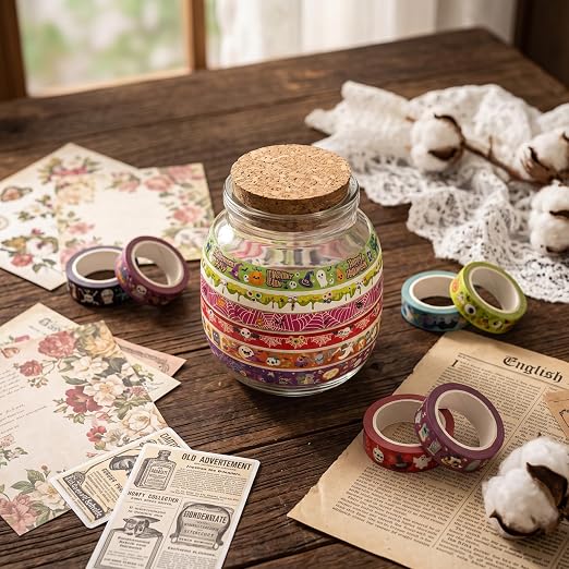 Halloween Washi Tape Set Pumpkin Scrapbook Tape 18 Rolls | Pumpkin Pattern Washi Tape Set With 18 Rolls, 0.59in and 0.79in Widths for Journaling, Scrapbooking and DIY Crafts