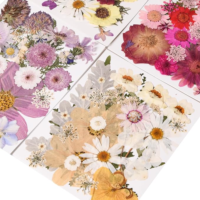 110 PCS Pressed Flowers for Resin Molds, Colorful-e | Real Dried Flower Leaves for Crafts DIY Jewelry Making Dry Flowers for Scrapbooking Soap Candles Making Nails Décor