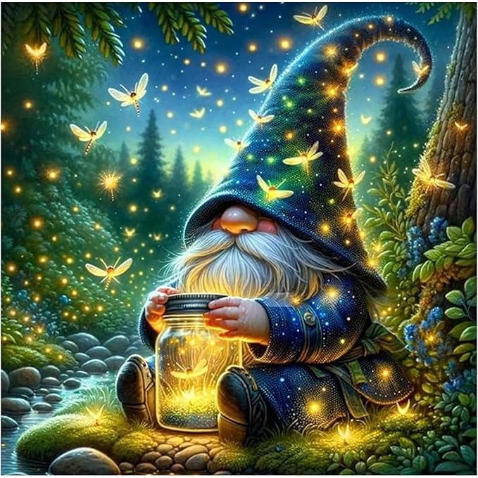 Gnome Paint by Numbers Kit for Adults, Adult Paint by Number Kits 16x16 in | Paint by Numbers Kit for Adults, Acrylic Painting by Numbers, DIY Arts and Crafts for Gifts or Home Decor
