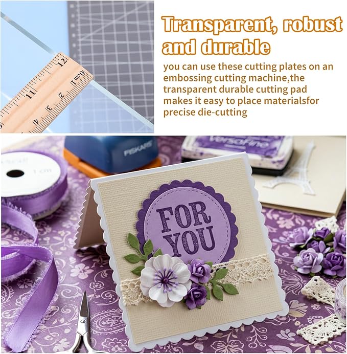 12 Pcs Cutting Pad Set for Die Cutting Machine, Clear Polycarbonate Cut Plates 8.7x6.1 Inch, Standard Embossing Plates for Card Die Cutter, DIY Scrapbooking Paper Crafting Accessories