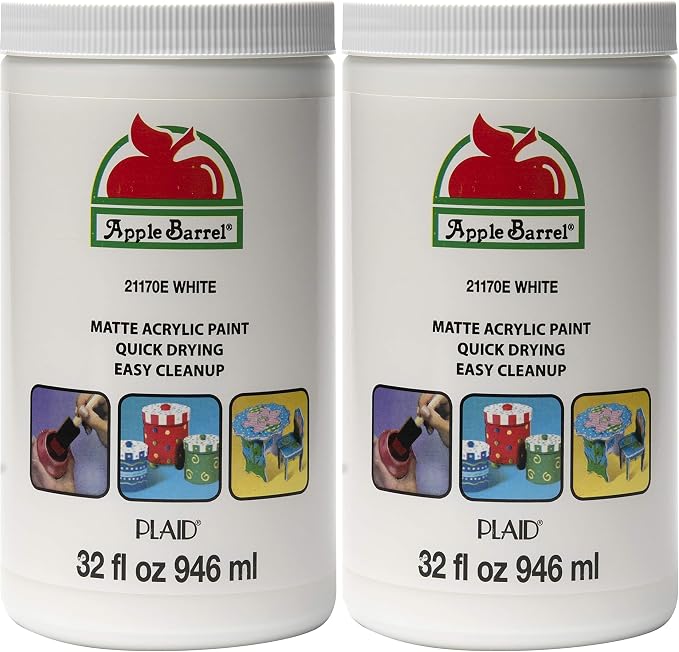 Apple Barrel White Acrylic Paint 32 Fl Oz (Pack of 2)