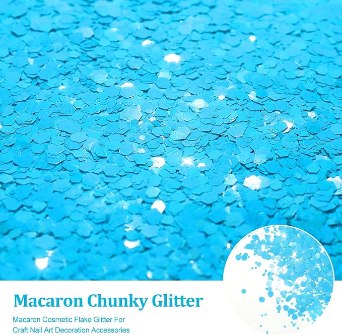 Renfio Blue Chunky Glitter,1.76oz/50g Caribbean Blue Resin Glitter