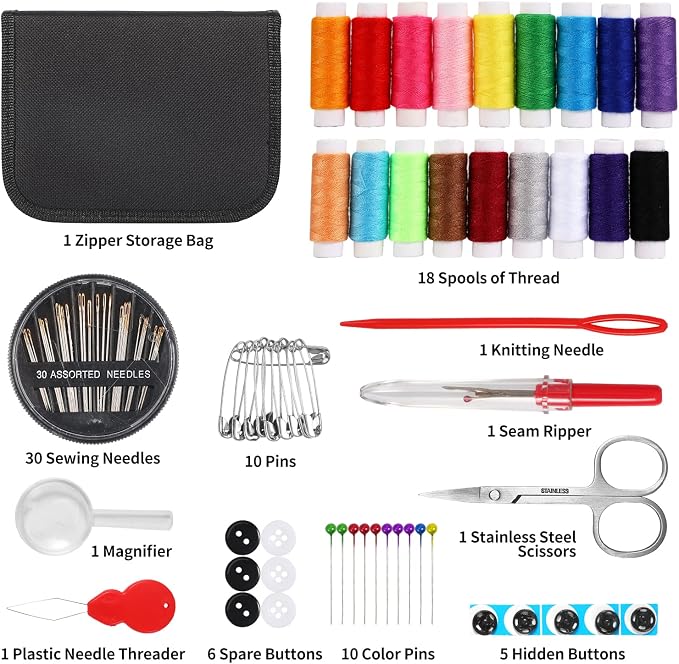 Sewing Kit for Adults,Marcoon Needle and Thread Kit with Sewing Supplies and Accessories Contains Scissors, Measure Tape,Seam Ripper,Suitable for Home, Travel, Beginner, Emergency