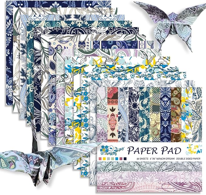 6x6" Origami Paper,50Sheets Double Sided Colored Paper,Square Craft Paper