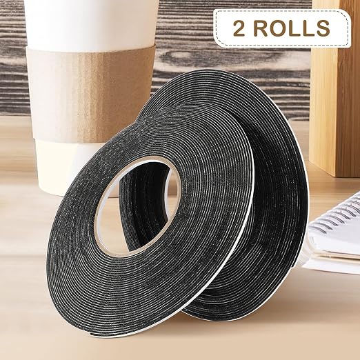 Tatuo 2 Rolls Double Sided Foam Tape for Mounting,1/8 Inch by 50 Feet,Black