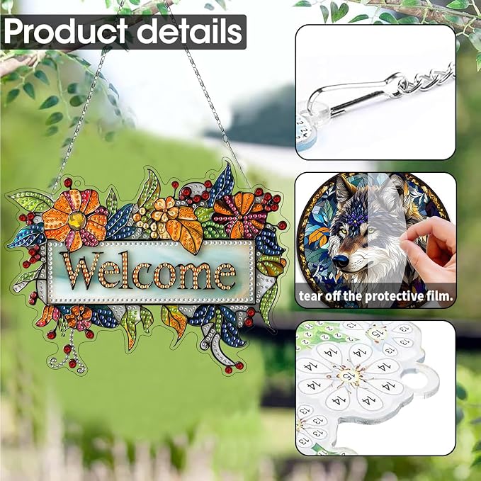 SKRYUIE Flower Hanging Pearl Diamond Art Kits for Adults Suncatcher A15