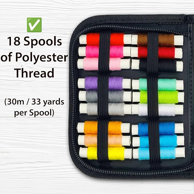 Vellostar Mini Hand Sewing Kit for Adults, Small Travel Case, 18 Threads | This travel sewing kit adds a needle threader, seam ripper, safety pins and measuring tape, not just thread and needles
