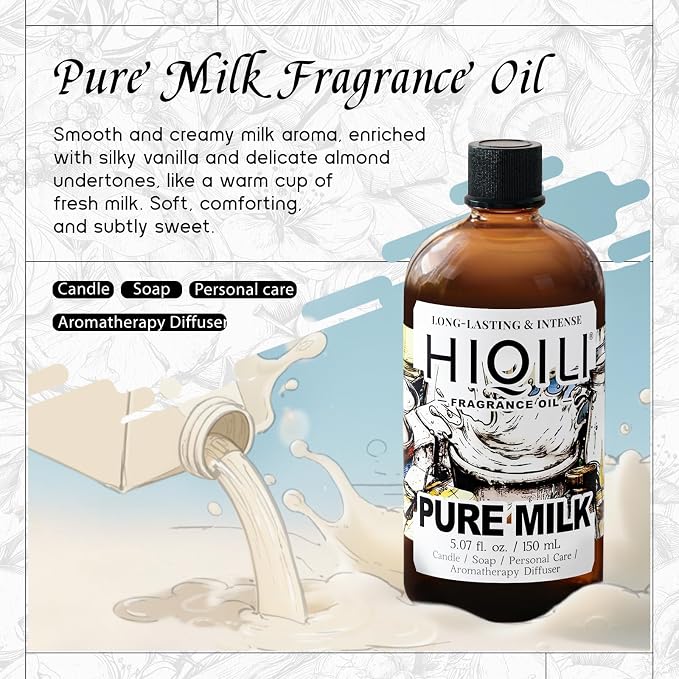HIQILI Pure Milk Fragrance Oil for Soap Making & Body Wash - 5.07 Fl Oz