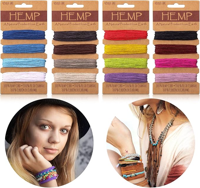 16 Colors Thread Cord for Jewelry Making Hemp Cotton String, Simple Colors