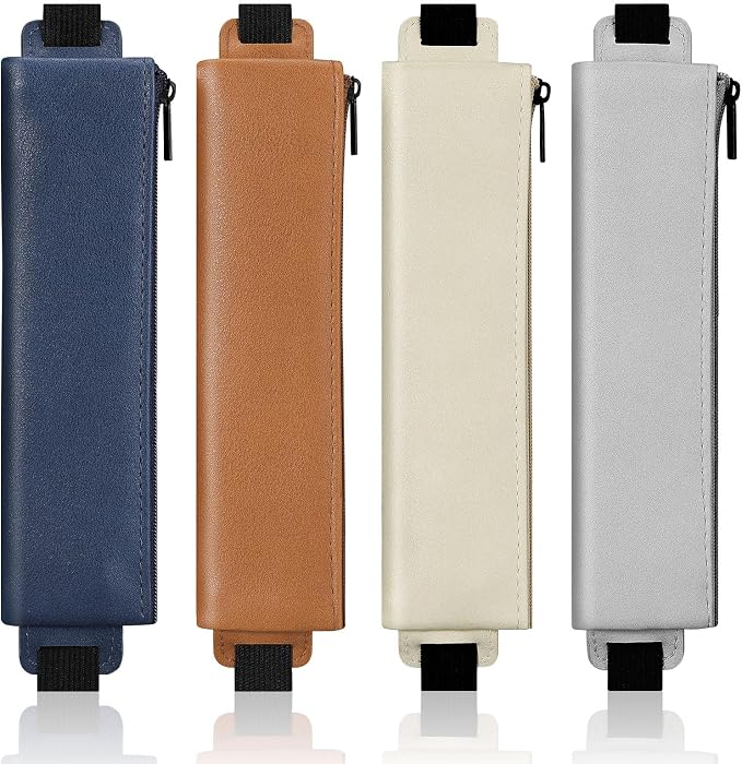 MoKo Elastic Pen Holder for Notebook, 4 Pack PU Leather Pencil Pouches