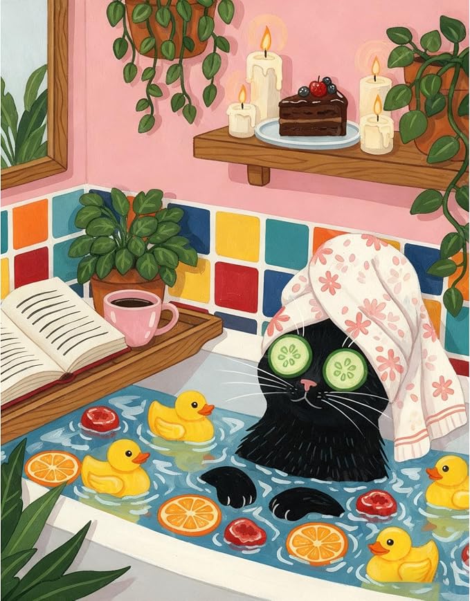 Ycydilirab Black Cat Paint by Numbers Kit for Adults - Black Cat Store Adult Paint by Number,Paint by Number for Adults Wall Art Decor 16×20 Inch
