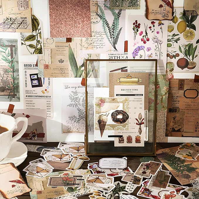Teniinet 260 PCS Vintage Scrapbooking Supplies Kit for Beginners (Flowers)