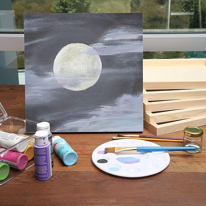 Bright Creations Art Supplies Wood Panels for Painting - 10x10 in, 0.83 in Cradle Depth, Unfinished, Pack of 6 - Cradle Boards for Painting & Craft Boards for Wall Art