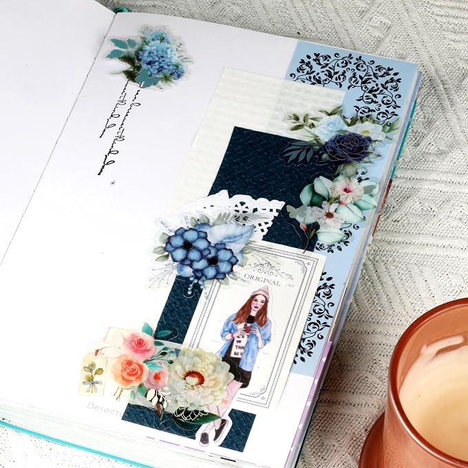 100 Pcs Holographic Nature Flower Stickers, Clear PET Transparent Foil Decorative Adhesive for Scrapbooking, Journaling, Card Making — Waterproof Craft Stickers