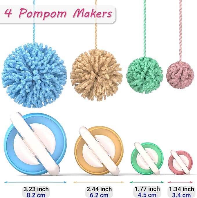 READAEER Round Knitting Looms Set Craft Kit Tool with Hook Needle and Pompom Maker