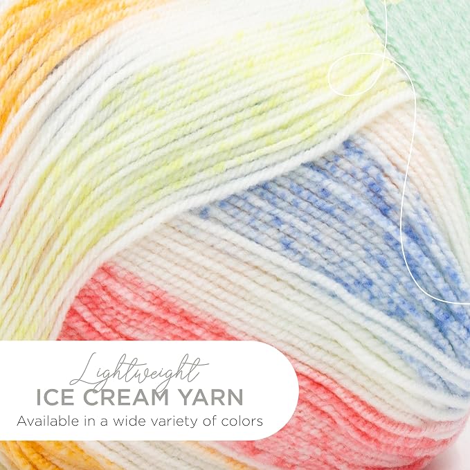 Lion Brand Yarn, Ice Cream Crochet Yarn, Turtle Tracks, Multicolor, 1 Pack