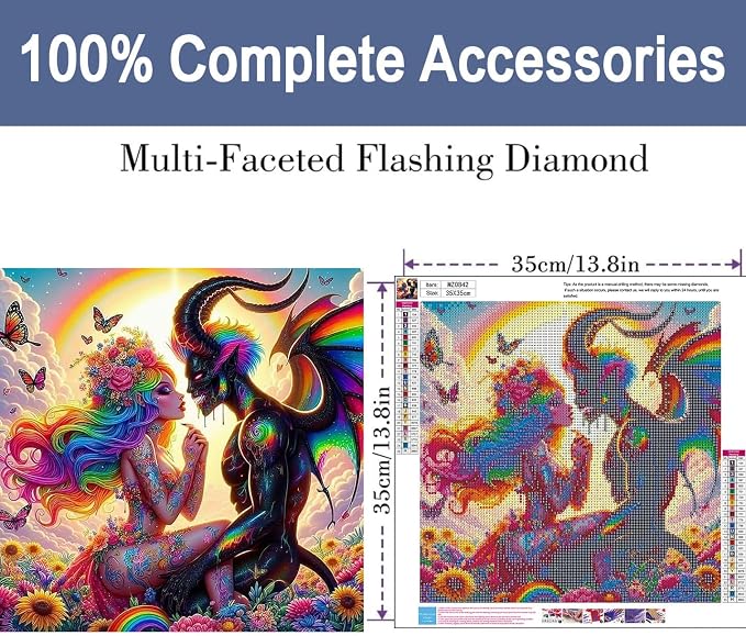 ijbnhd Diamond Art Kits for Adults 5D Angel and Devil 14X14inch