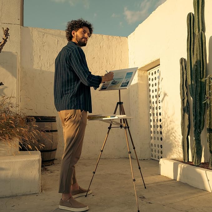 MEEDEN Plein Air Easel for Painting: Adjustable Travel Watercolor Tripod | Collapsible Portable Easel Stand for Artists Adults