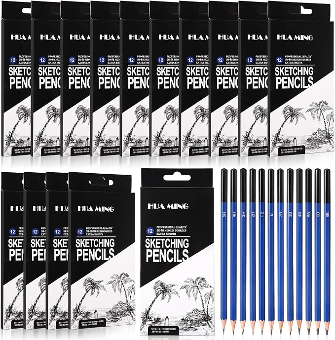 Humyoun 120 Pcs Graphite Sketch Pencil Set (8B - 5H), Professional Drawing Sketching Pencil Set, Charcoal Gift Bulk for Beginners Artists Drawing Art Project, Shading Supplies