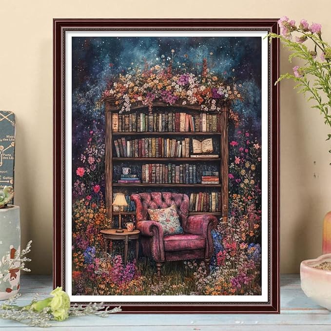 DAZZLEDOTS Diamond Art Kits for Adults Flowers Bookcase Diamond Painting