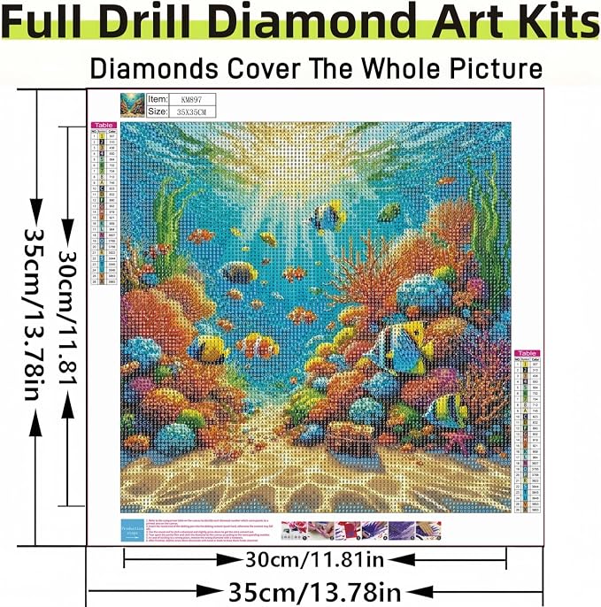 Sunshine Ocean 5D DIY Diamond Painting Kits, Diamond Art Kits for Beginners | Full Drill Diamond Painting for Adults,Gem Art Kits for Home Wall Decor13.78x13.78 Inch