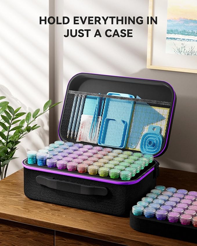 ARTDOT 120 Slots Storage Container for Diamond Art Kits for Adults,Portable Bead Storage Boxes for Diamond Painting Accessories and Tools