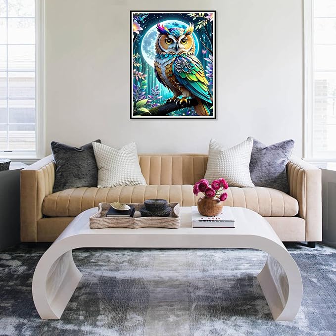 Ycydilirab Owl Diamond Art Kits for Adults- 5D Diamond Painting for Adults Owls, DIY Gem Painting Perfect for Gifts and Home Wall Decor 12x16inch